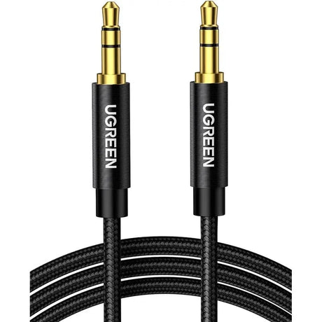 UGREEN 2M 3.5mm Male To Male Stereo Auxiliary Audio Cable Gold-Plated Metal Case Braided Cable For Car, Home Stereos, Headphone, Speaker, MP3, Compatible with Beats, iPhone, iPod, iPad, Sony etc. (50363) - Ugreen India