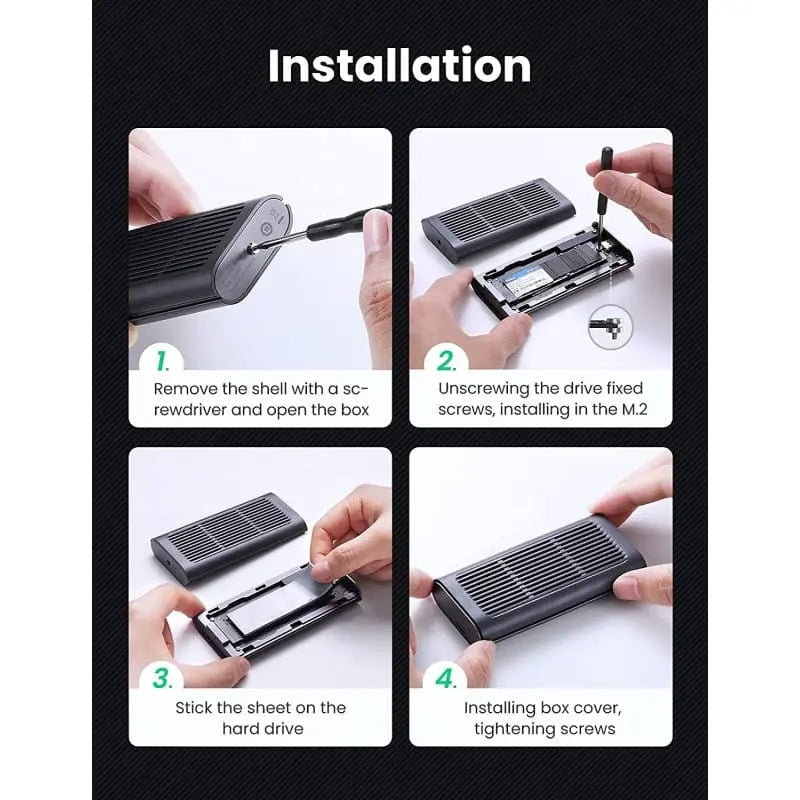 UGREEN Usb C to M.2 NVMe SSD Enclosure, 20Gbps USB C 3.2 Gen 2×2, Supports NVMe External Enclosure M-Key & M+B Key and Size 2242/2260/2280 SSDs etc. (80554) - Ugreen India