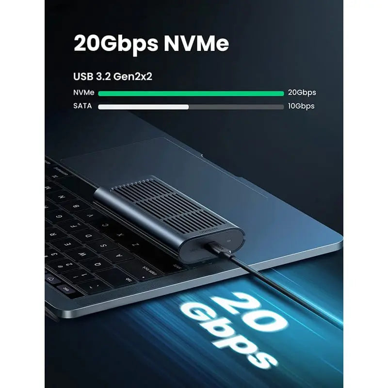 UGREEN Usb C to M.2 NVMe SSD Enclosure, 20Gbps USB C 3.2 Gen 2×2, Supports NVMe External Enclosure M-Key & M+B Key and Size 2242/2260/2280 SSDs etc. (80554) - Ugreen India