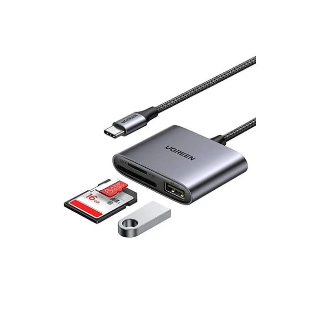 UGREEN 3 in 1 USB C to SD/TF + USB 2.0 Memory Card Reader 2TB Capacity Compatible for Camera MacBook Pro MacBook Air iPad Pro 2020 Galaxy S20 Note 20 and More Type C Devices etc. (80798) - Ugreen India