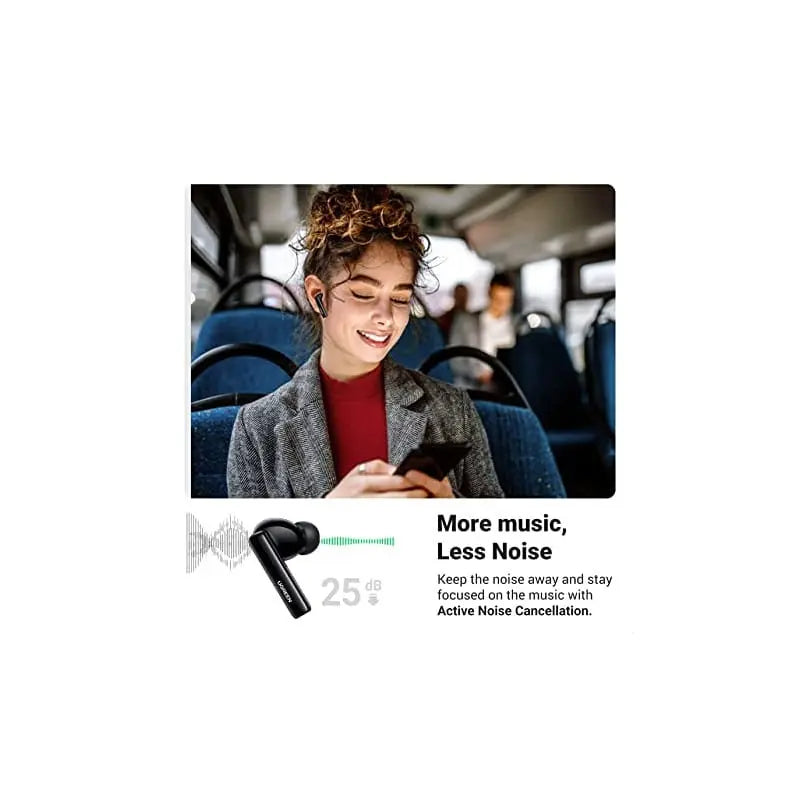 Ugreen HiTune T3 Active Noise-Cancelling Wireless Earbuds - Black (90401) - Ugreen India