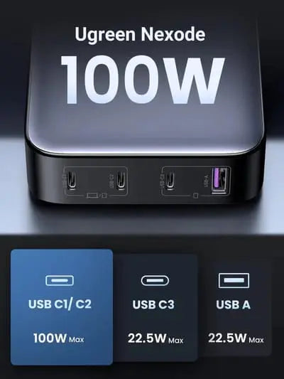 UGREEN 100W Nexode 4 Ports EU USB C Charger  With GaN II Tech Compatible with MacBook Pro Air, iPad Pro Air, Mini iPhone 14 Pro Max, 13 Galaxy S23 Ultra Plus, S22 Pixel 7 Pro. etc. (90928) - Ugreen India