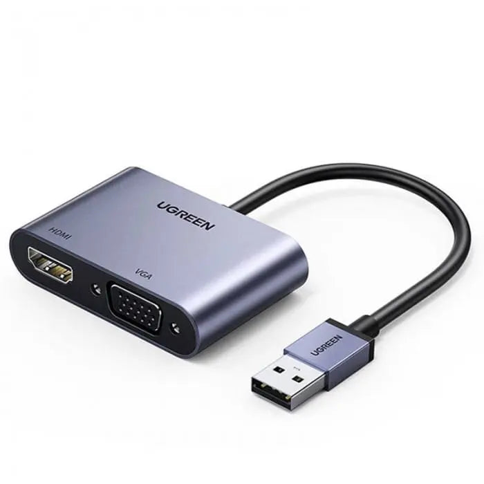 Ugreen 15cm USB 3.0 To 1080p HDMI + VGA Converter, Aluminum Case(20518) - Ugreen India